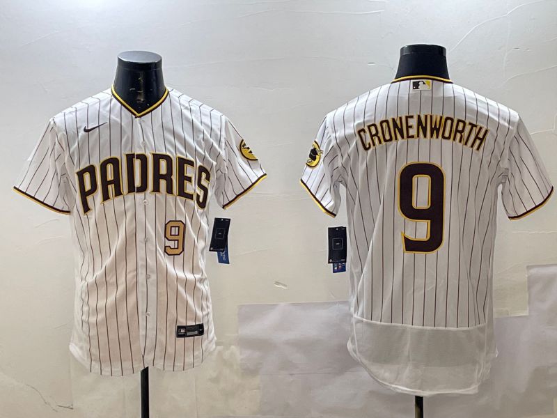 Men San Diego Padres #9 Cronenworth White Stripe Elite 2025 Nike MLB Jersey style 2->san diego padres->MLB Jersey